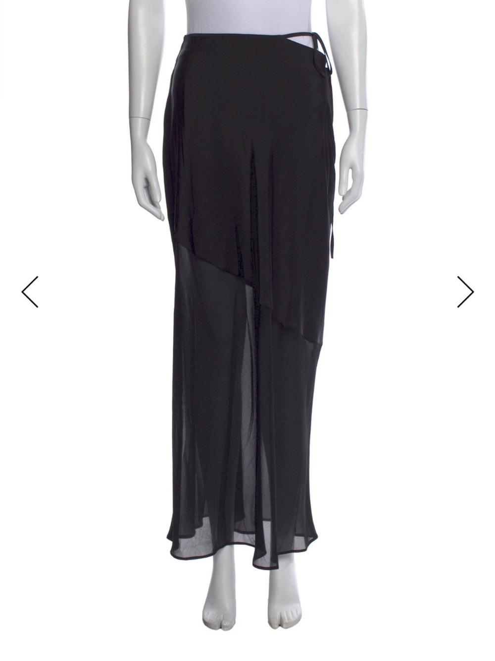 MISHA COLLECTION Black Semi-Sheer Asymmetrical Maxi Skirt